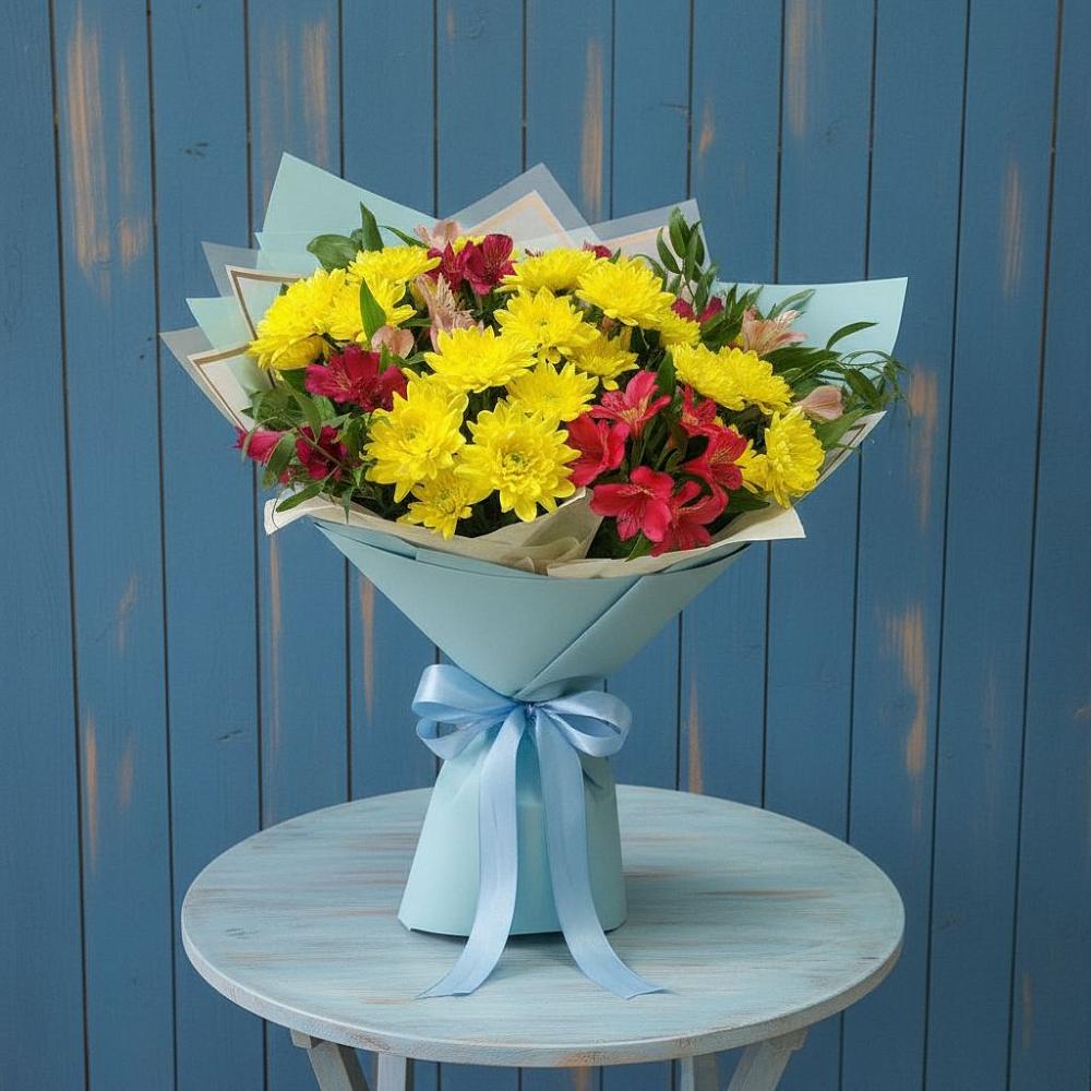 Букет цветов из: Альстромерии и Хризантемы в Фатеже