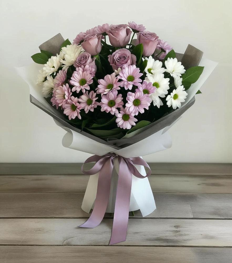 Букет цветов из: Хризантемы и Розы в Фатеже