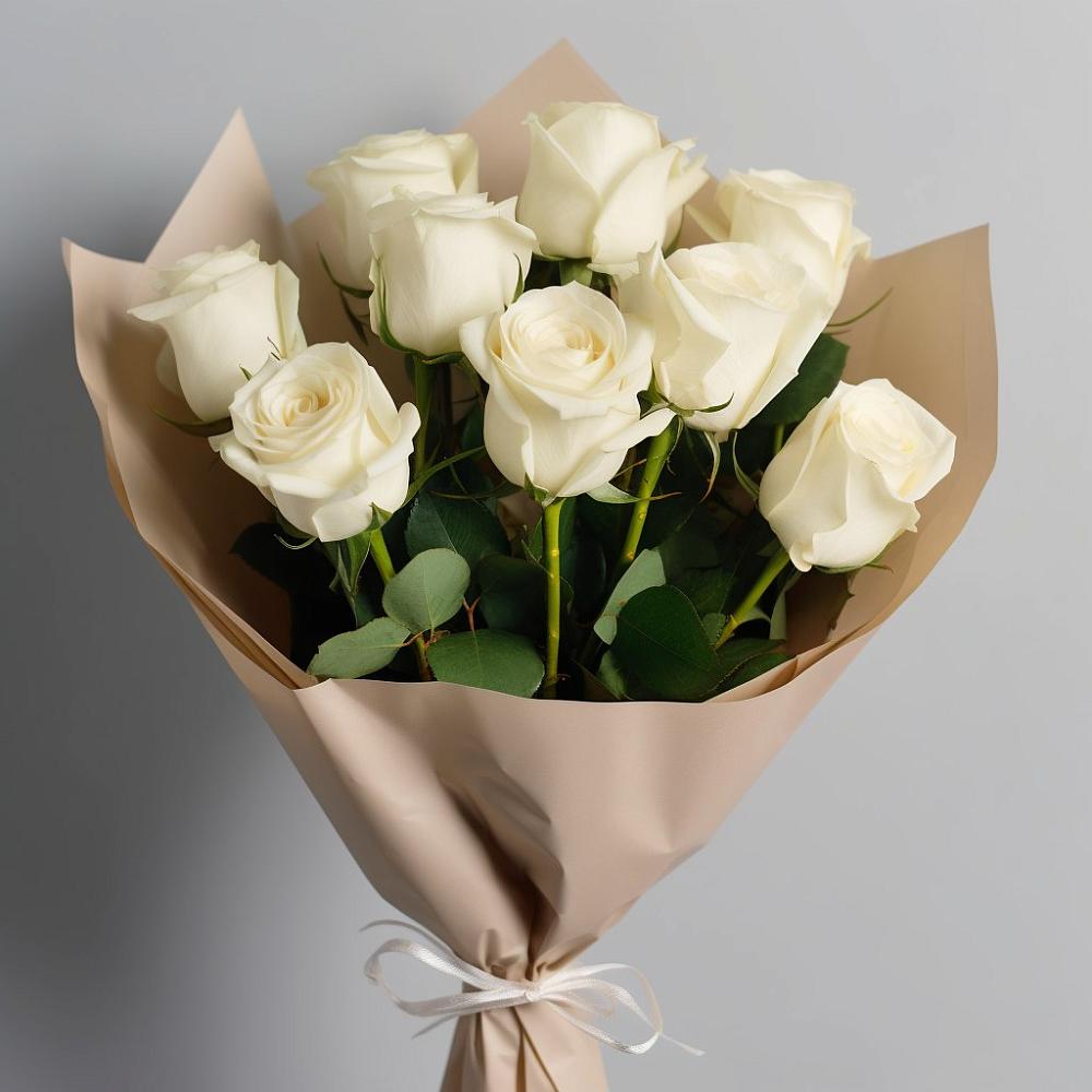 Букет 9 Белых роз Эдлесс Лав в Фатеже