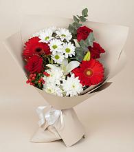 Букет цветов из:  Розы, Хризантемы, Герберы и Лилии в Фатеже