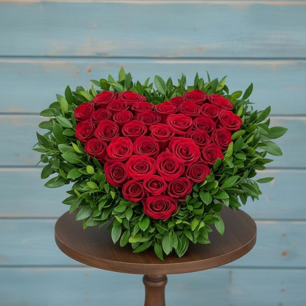 Цветочная композиция из Розы в виде сердца в Фатеже