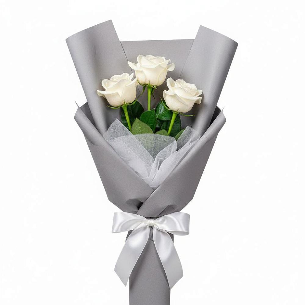 Букет 3 белые розы в Фатеже