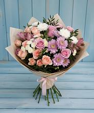 Букет цветов из:  Хризантемы, Розы и Альстромерии в Фатеже