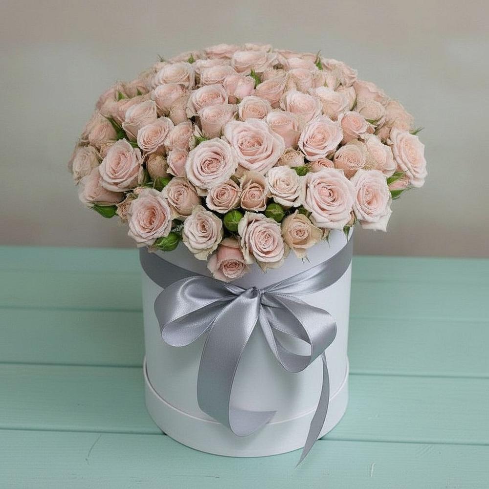 Цветочная композиция из Розы в шляпной коробке в Фатеже